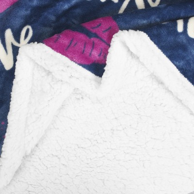Blue Kiss Reversible Sherpa Fleece Toddler Blanket