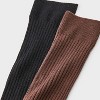 Women's Ribbed Ultra Soft Everyday Rib-Knit 2pk Knee High Socks - Auden™ Black/Brown 4-10 - 3 of 3