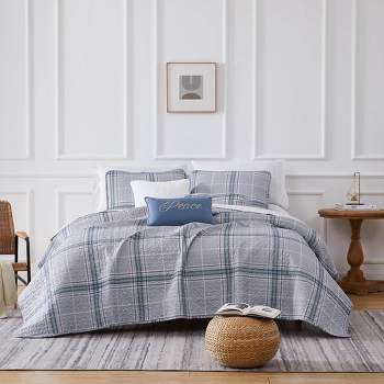 Southshore Fine Living Vilano Plaid Oversized 6-Piece Quilt Bedding Set with coordinating shams