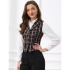INSPIRE CHIC Women's Plaid Vintage Notched Lapel Collar Single Breasted Waistcoat Vest - 2 of 4