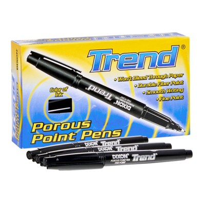 Dixon Trend Porous Point Pens, 12 Count, Black (Case of 2)