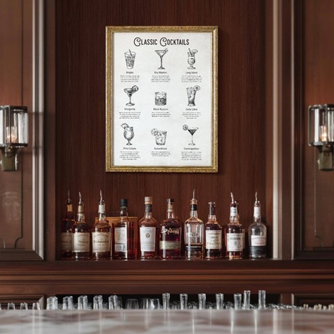 American Art Decor Classic Cocktails Printed Glass Framed Wall Decor - image 1 of 4