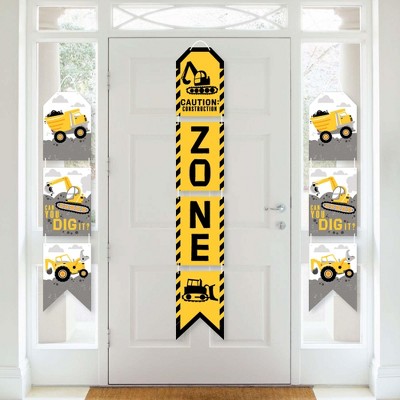 Big Dot of Happiness Dig It - Construction Party Zone - Hanging Vertical Paper Door Banners - Baby Shower Birthday Party Wall Kit - Indoor Door Decor