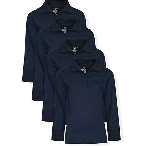 Studio 3 Little/Big Girl's 4-Pack Long Sleeve Soft Jersey Polo Uniform Shirts - 1 of 3