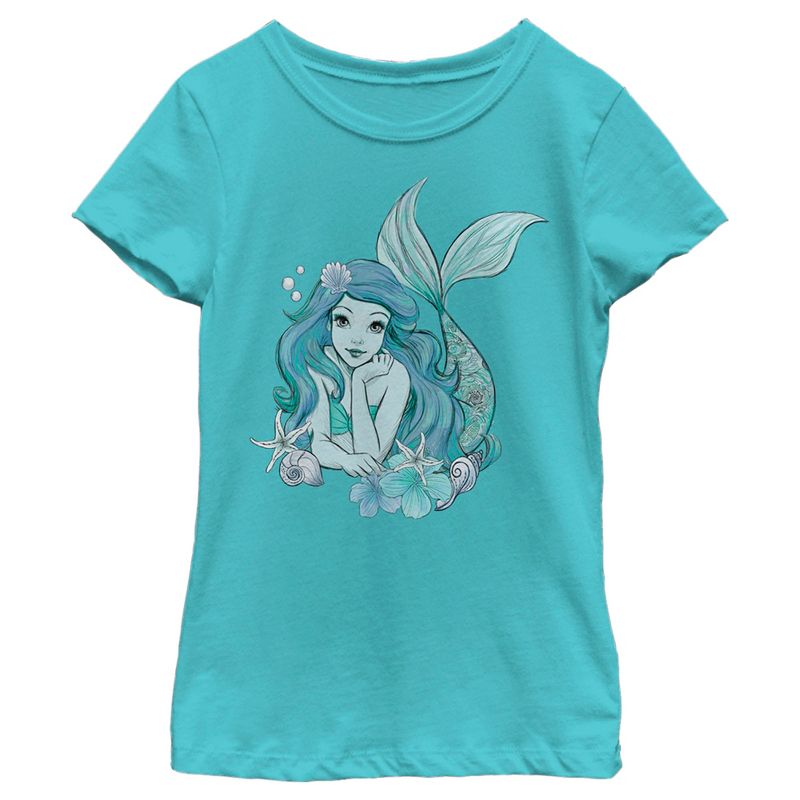Girl's The Little Mermaid Ariel Under the Sea Portrait T-Shirt, 1 of 5