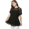 Agnes Orinda Women's Plus Size Round Neck Peplum Short Sleeve Mesh Sheer Summer Casual Blouses - 4 of 4