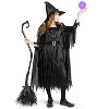 Joyfy Halloween Witch Costume, Gothic Sorceress Black Witch Dress with Broom and Hat for Girls Halloween Themed Parties - 4 of 4