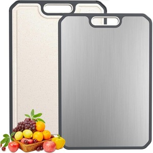 Titanium Cutting Board, 15"x10" Titanium Cutting Boards for Kitchen, Double-Sided Cutting Board with Deep Juice Grooves & Built-In Handles - 1 of 4