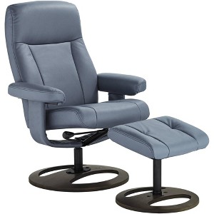 BenchMaster Bruce Bermuda Gray Faux Leather Recliner Chair Modern with Ottoman Footrest Ergonomic Manual Reclining for Bedroom - 1 of 4