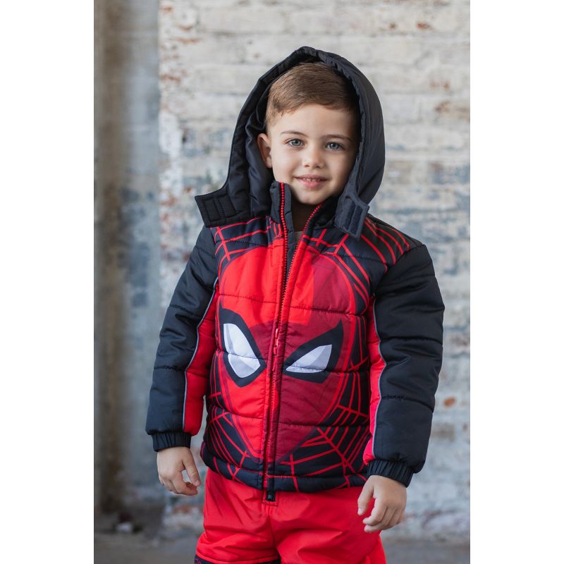 Marvel Avengers Spider-Man Hulk Black Panther Captain America Zip Up Winter Coat Puffer Jacket Toddler to Big Kid, 2 of 9