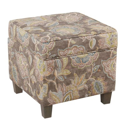 Upholstered Wooden Storage Ottoman with Lift Off Top and Tapered Feet Gray - Benzara