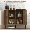 ORRD Nordic Sliding Door Buffet Cabinet | Walnut & Black Sideboard with 331lbs Capacity | Kitchen & Living Room Storage - 3 of 4