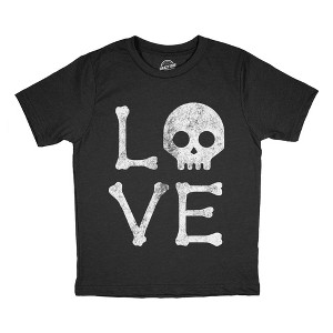 Youth Funny T Shirts Love Skull Sarcastic Halloween Graphic Novelty Tee For Kids - Crazy Dog Youth T Shirt For Halloween Season - 1 of 4