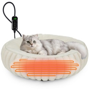JOEJOY Temperature Control Heated Cat Bed, Removable Plush Cover with Heating Pad, Even Heat Distribution Mat for Senior Cats & Kittens - 1 of 4