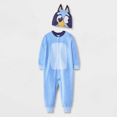 Toddler Boys' Bluey Long Sleeve Blanket Sleeper Halloween Footed Pajama - Blue