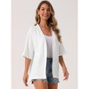 INSPIRE CHIC Women's Summer Linen Short Sleeve Open Front Loose Cover Ups Lightweight Casual Cardigan - 2 of 4