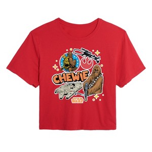 Women's - Star Wars - Chewie Stickers Cropped Graphic T-Shirt - 1 of 4