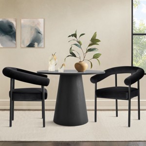 35" Modern Dining Set for 2,Wooden Round Dining Table with Upholstered Velvet Curved Armrest Dining Chair for Small Space Dining Room - 1 of 4