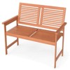 Costway 2-Person Patio Bench with Slatted Backrest and Seat Garden Loveseat Chair Furniture - 2 of 4