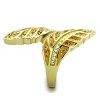 Slickblue Women's Gold Cuff-Style Ring with Leaf Motif – Multi-Color Crystal Accents, Textured Finish, Sizes 5–10 - 4 of 4