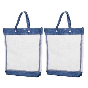 Unique Bargains Office Business Nylon Mesh Transparent Files Handbag - 1 of 4