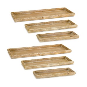 Wood Look Display Trays Set of 6 – Whitewashed Decorative Set by Melrose - 1 of 3