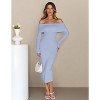 Women's 2025 Fall Off-Shoulder Bodycon Sweater Dress - Elegant Long Sleeve Midi/Maxi Dress for Club, Party & Formal Occasions Blue - 3 of 4
