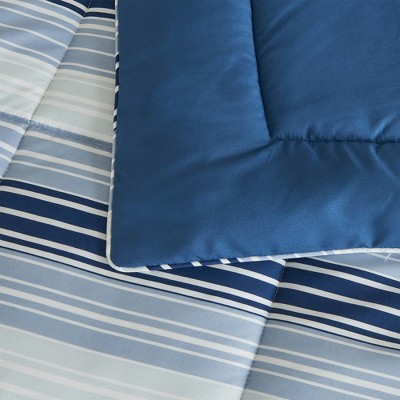 blue gradient stripe print / navy solid