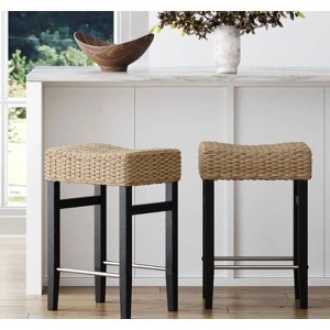 Nathan James Set of 2 Harvey Seagrass Counter Height Barstools - 1 of 4