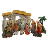 Northlight 13-Piece Gray Traditional Religious Christmas Nativity Figurine with Stable 23.25"
