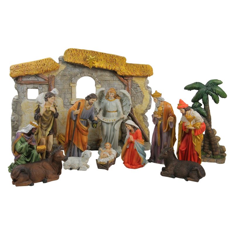 Northlight 13-Piece Gray Traditional Religious Christmas Nativity Figurine with Stable 23.25", 1 of 4