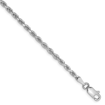 Black Bow Jewelry 2.75mm, 14k White Gold D/C Quadruple Rope Chain Anklet or Bracelet