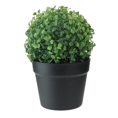 Northlight 12.5" Green and Black Potted Artificial Boxwood Spring Garden Plant