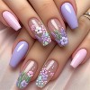 LOVELAY CREATIONS Purple Pink Coffin Press-On Nails with 3D Flowers - 4 of 4