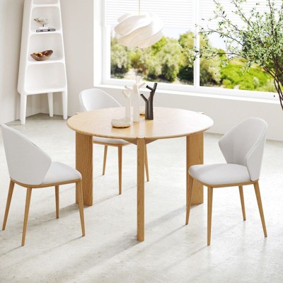 PexFix 42" x 42" Solid Wood Round Dining Table for 4 Modern Farmhouse Kitchen Table Small Circle for Kitchen Living Room Natural