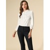 Allegra K Women's Ruffle Neck Long Sleeve Elastic Cuff Button Office Satin Blouse - 3 of 4