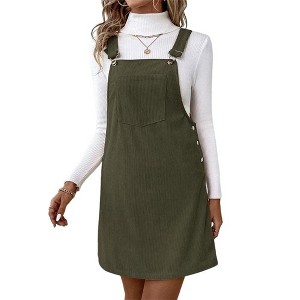 green emerald velvet dress Sandie - Cord Pinafore Dress main image 0