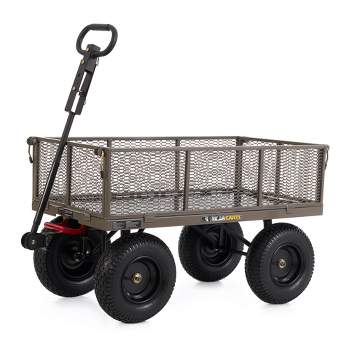 Gorilla Carts Heavy Duty Steel Dump Cart Garden Wagon w/ Quick Release System, 1200 Pound Capacity, Removable Sides & Convertible Handle, Gray Finish