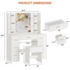 Vanity Desk with Lights, Large Makeup Vanity with Mirror and Chair, Power Outlet - 2 of 4