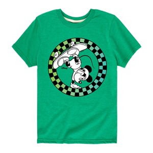 Boys' - Disney - Mickey Skateboarding Checkered Circle Short Sleeve Graphic T-Shirt - 1 of 4