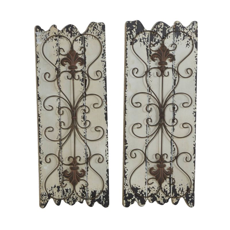 Set of 2 Wooden Scroll Arabesque Wall Decors White - Olivia &#38; May, 4 of 14