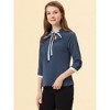 Allegra K Women's Office Bow Tie V Neck 3/4 Sleeve Elegant Chiffon Work Tops - 3 of 4
