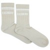 LECHERY Unisex Varsity Striped Half-crew Socks (1 Pair) - One Size, Ivory/White - 2 of 4