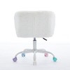 Anybear Adjustable Swivel Office Chair, Artificial Rabbit Hair Home Office Chair With Metal Base, White - 4 of 4