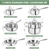 Aoibox 11-Piece Stainless Steel Cookware Set with Lids, Pots and Pans, Induction Compatible, Oven and Dishwasher Safe, Professional Chef Quality - 2 of 4