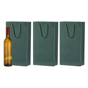 Unique Bargains Thick Kraft Paper Gold Edge Wine Gift Bags 13.7" x 7" x 3.5" 3 Pcs - 1 of 4