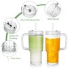 Itopfox 26oz Glass Tumbler with Lids and Straws, 2 Pack Mason Jar Wide Mouth Reusable Drinking Glasses for Smoothie, Iced Coffee, Beer, Travel Mug - 2 of 4