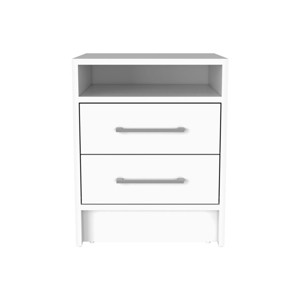 GlasFlength Nightstands Modern Two Drawer Bedside Table with Metal Handles Simple Design for Bedroom Storage, White, 15.7"*14.7"*19.9" - 1 of 4