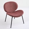 Red Mid-Century Modern Shell Chair Single Side Chair Tripod Black Leather Lounge Chair - 4 of 4