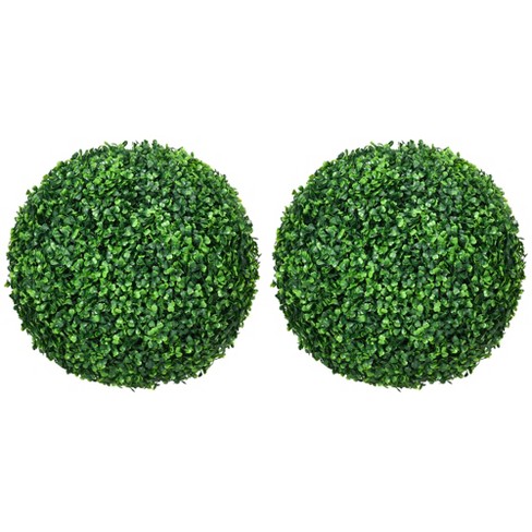 Lifelike Decorative 4-Inch Green Boxwood Ball Topiary, Set of 2